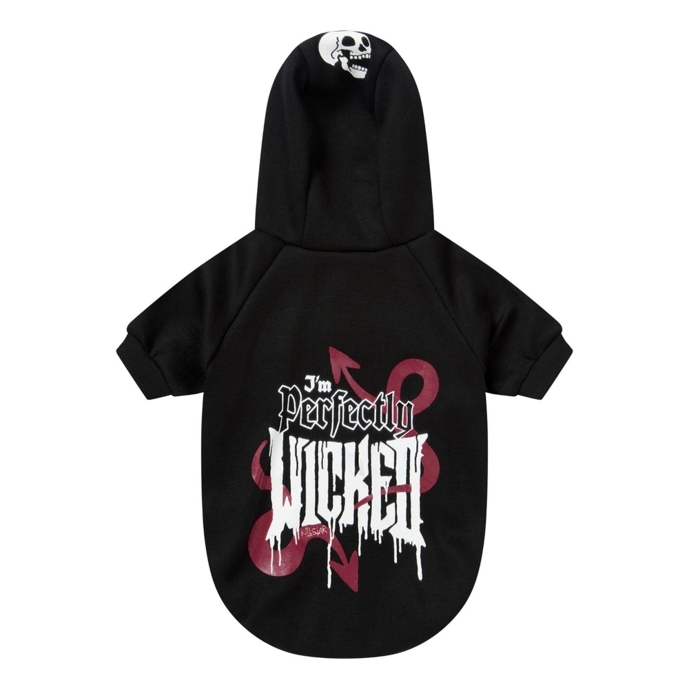 Killstar ✦ I’m Perfectly Wicked Pet Hoodie ✦ Black Jersey Red White Graphic XL